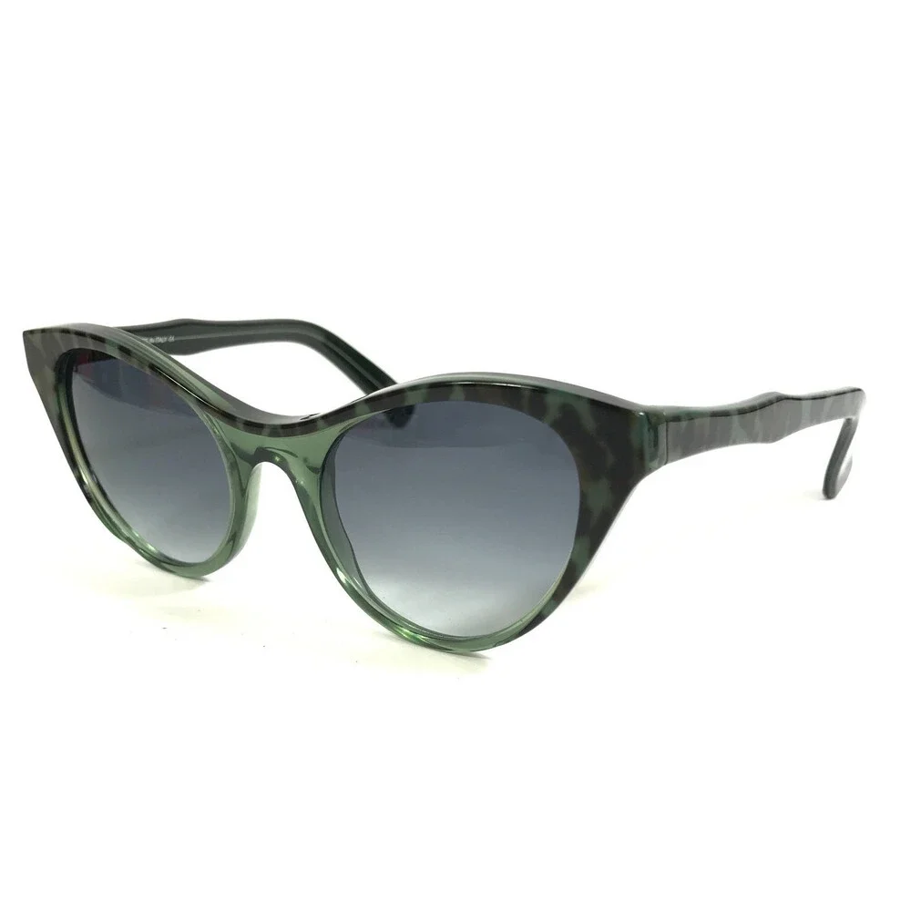 See Sunglasses 9261 C2 Shiny Black Green Cheetah Frames w/ Blue Gradient Lenses